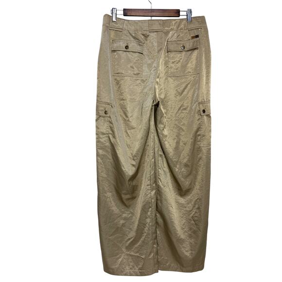 Liz Claiborne Michaela Wide Leg Satin Cargo Pant Statement Piece Career Sz: 14 - Picture 2 of 11